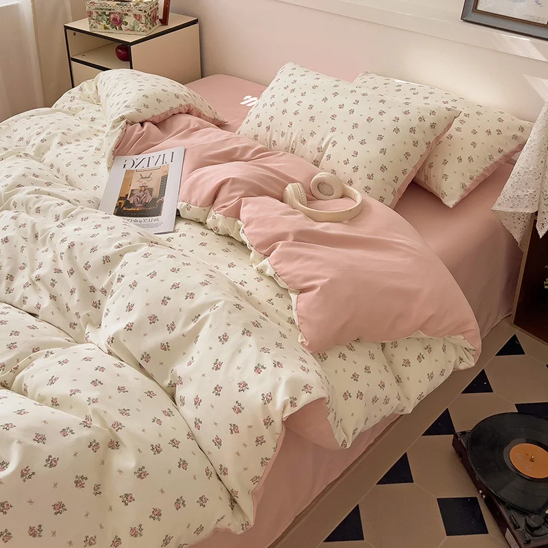 ins pink flowers bedding set flat bed sheet duvet cover twin full queen nordic bed linen boy girl bedding sets floral princess ins pink flowers bedding set flat bed sheet duvet cover twin full queen nordic bed linen boy girl bedding sets floral princess