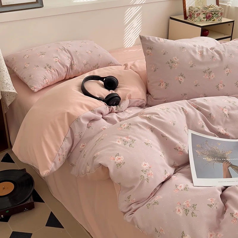 ins pink flowers bedding set flat bed sheet duvet cover twin full queen nordic bed linen boy girl bedding sets floral princess ins pink flowers bedding set flat bed sheet duvet cover twin full queen nordic bed linen boy girl bedding sets floral princess