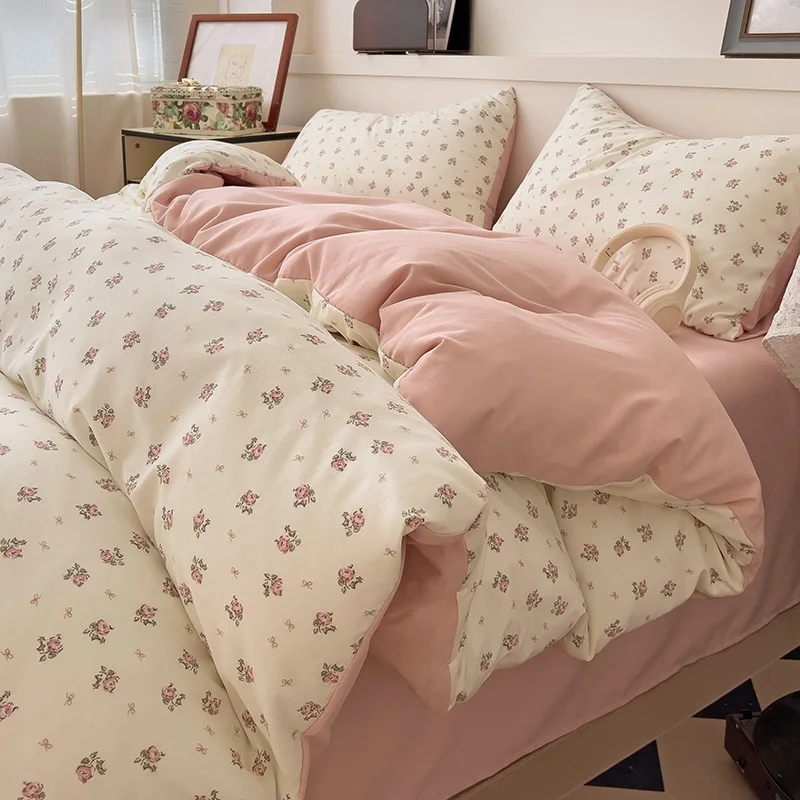 ins pink flowers bedding set flat bed sheet duvet cover twin full queen nordic bed linen boy girl bedding sets floral princess ins pink flowers bedding set flat bed sheet duvet cover twin full queen nordic bed linen boy girl bedding sets floral princess