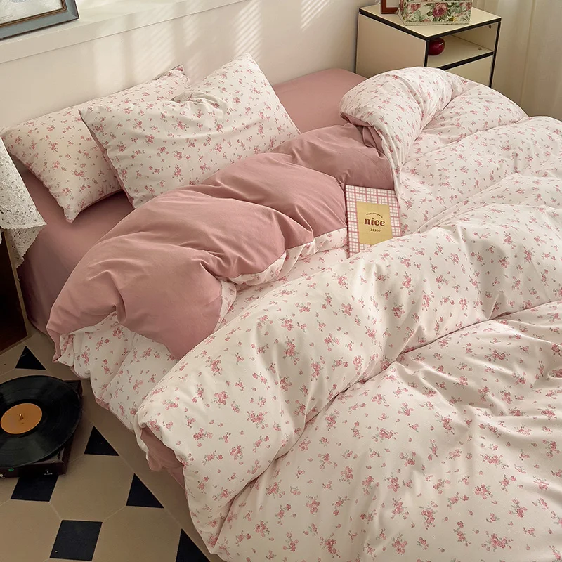 ins pink flowers bedding set flat bed sheet duvet cover twin full queen nordic bed linen boy girl bedding sets floral princess ins pink flowers bedding set flat bed sheet duvet cover twin full queen nordic bed linen boy girl bedding sets floral princess