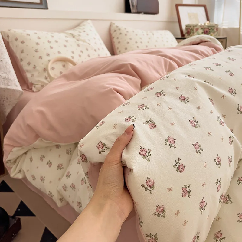 ins pink flowers bedding set flat bed sheet duvet cover twin full queen nordic bed linen boy girl bedding sets floral princess ins pink flowers bedding set flat bed sheet duvet cover twin full queen nordic bed linen boy girl bedding sets floral princess